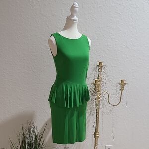 Laundry By Shelli Segal Vibrant Green Peplum Midi Dress